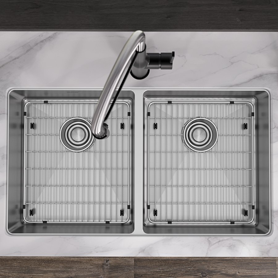 Crosstown® 18 Gauge Stainless Steel 33" x 22" x 6" Equal Double Bowl Dual Mount ADA Sink Kit