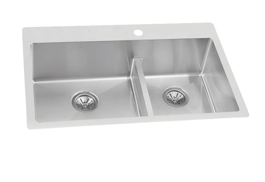 Ferguson Exclusive Crosstown® 33" x 22" x 9" Stainless Steel Double Bowl Dual Mount Sink Kit w/ Aqua Divide