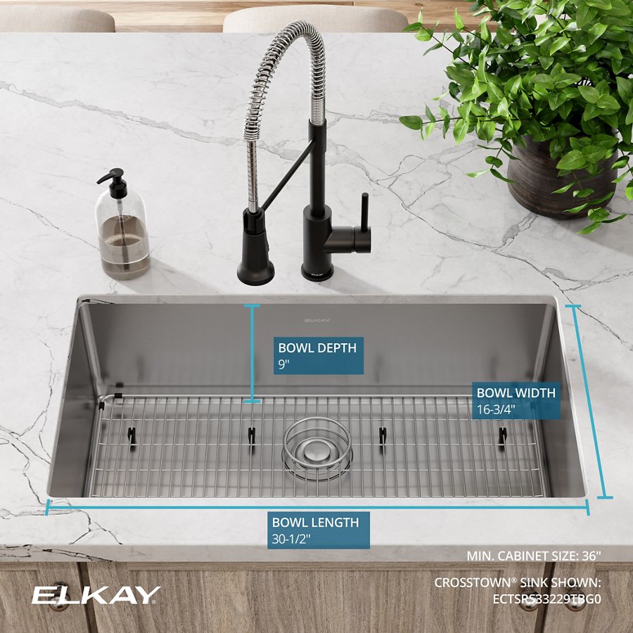 Crosstown® 18 Gauge Stainless Steel 33" x 22" x 9" Single Bowl Dual Mount Sink Kit