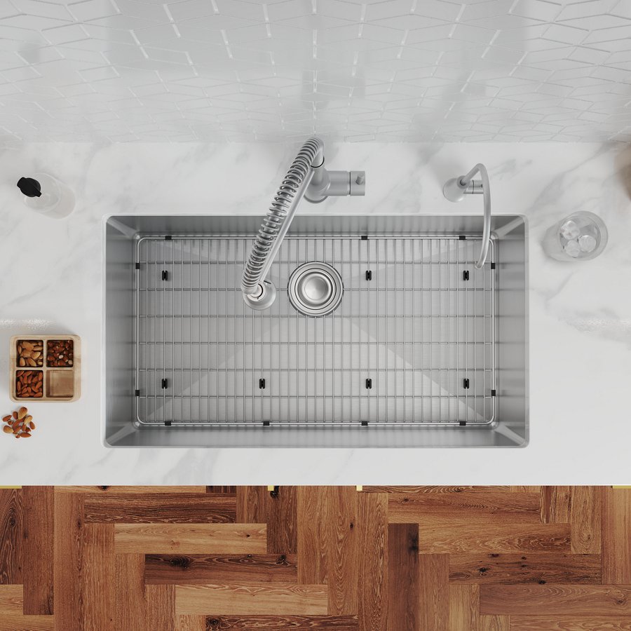 Crosstown® 18 Gauge Stainless Steel 33" x 22" x 9" Single Bowl Dual Mount Sink Kit with Filtered Beverage Faucet