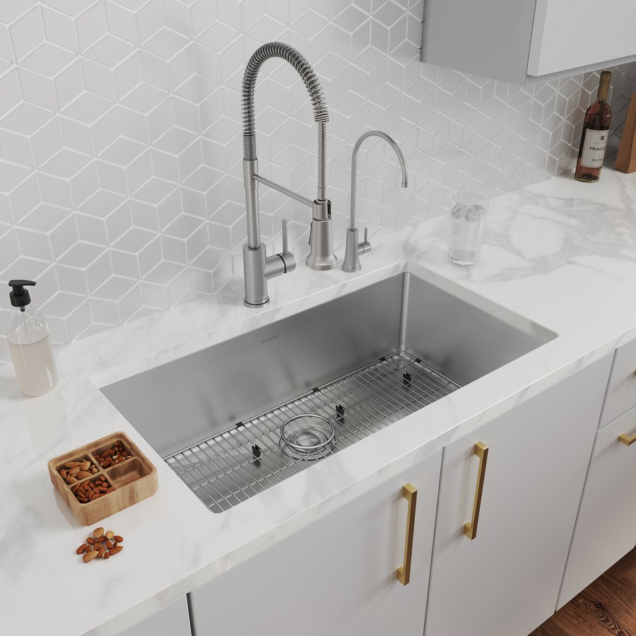 Crosstown® 18 Gauge Stainless Steel 33" x 22" x 9" Single Bowl Dual Mount Sink Kit with Filtered Beverage Faucet