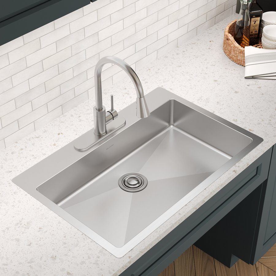Crosstown® 18 Gauge Stainless Steel 33" x 22" x 6" Single Bowl Dual Mount ADA Sink