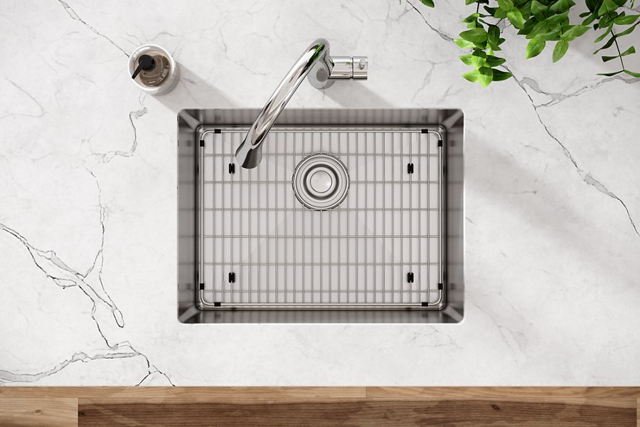 Crosstown® 16 Gauge Stainless Steel 23-1/2" x 18-1/4" x 10" Single Bowl Undermount Sink Kit