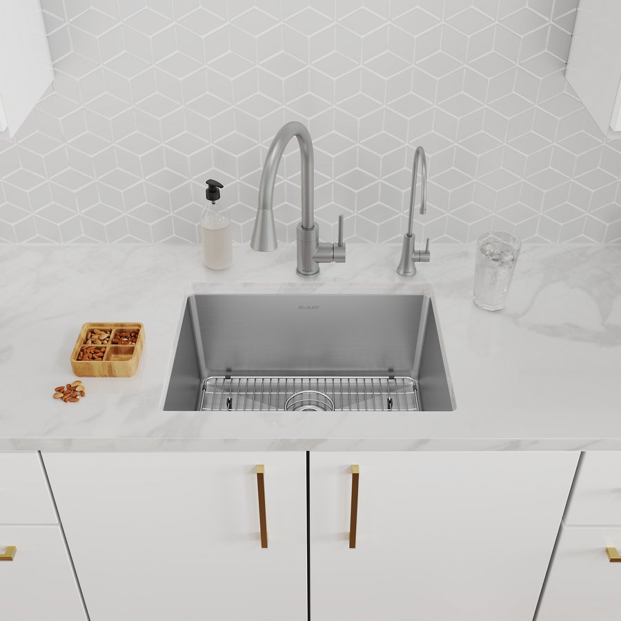 Crosstown® 16 Gauge Stainless Steel 23-1/2" x 18-1/4" x 10" Single Bowl Undermount Sink Kit with Filtered Beverage Faucet