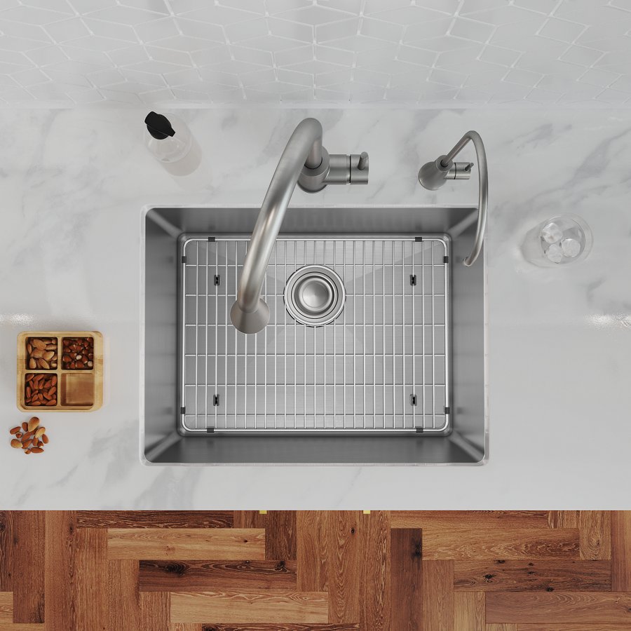 Crosstown® 16 Gauge Stainless Steel 23-1/2" x 18-1/4" x 10" Single Bowl Undermount Sink Kit with Filtered Beverage Faucet