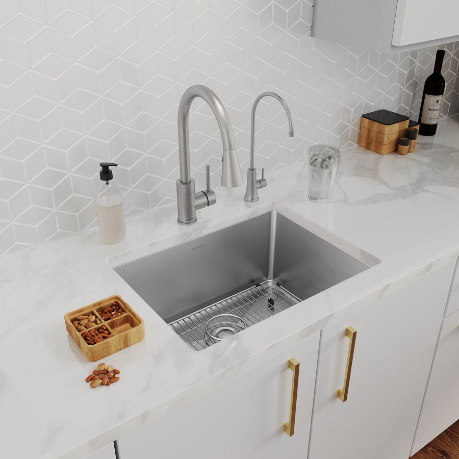 Crosstown® 16 Gauge Stainless Steel 23-1/2" x 18-1/4" x 10" Single Bowl Undermount Sink Kit with Filtered Beverage Faucet