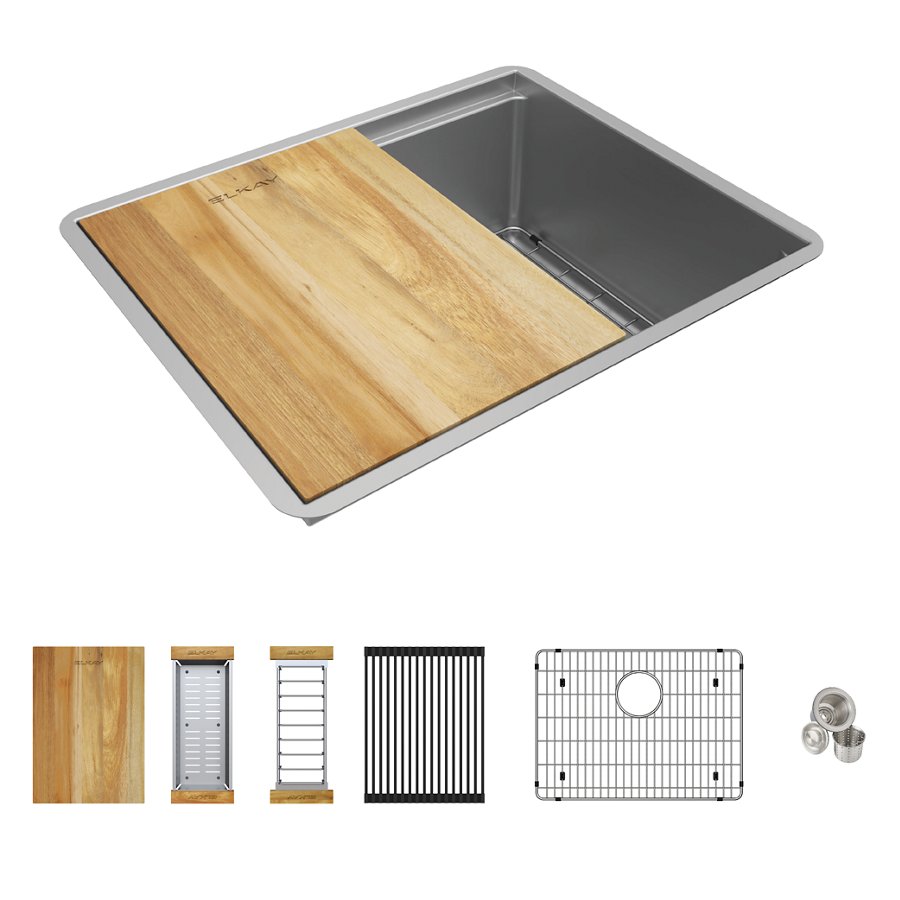 Crosstown® 16 Gauge Workstation Stainless Steel 22-1/2" x 18-1/2" x 8-3/4" Single Bowl Undermount Sink Kit