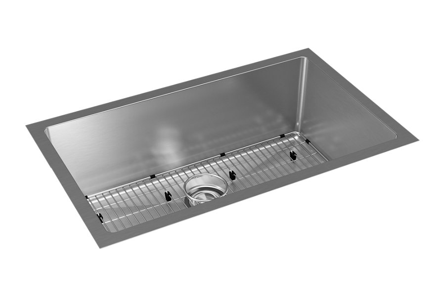 Crosstown® 16 Gauge Stainless Steel 30-1/2" x 18-1/2" x 10" Single Bowl Undermount Sink Kit