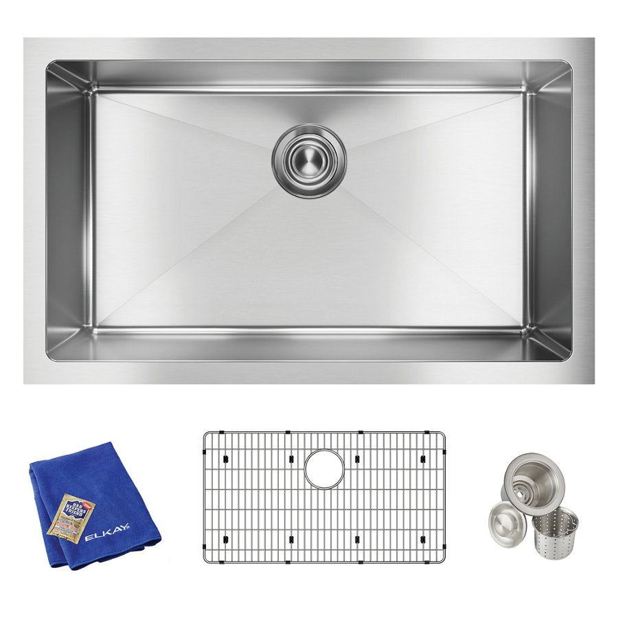 Crosstown® 16 Gauge Stainless Steel 30-1/2" x 18-1/2" x 10" Single Bowl Undermount Sink Kit