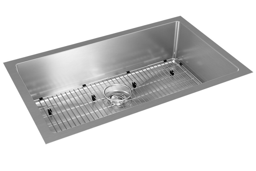 Crosstown® 16 Gauge Stainless Steel 30-1/2" x 18-1/2" x 8" Single Bowl Undermount Sink Kit