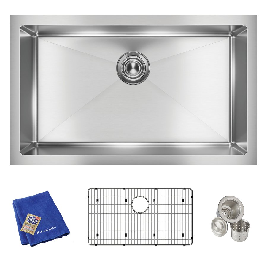 Crosstown® 16 Gauge Stainless Steel 30-1/2" x 18-1/2" x 8" Single Bowl Undermount Sink Kit