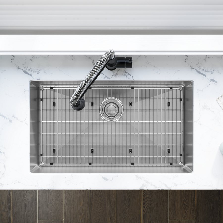 Crosstown® 16 Gauge Stainless Steel 30-1/2" x 18-1/2" x 8" Single Bowl Undermount Sink Kit