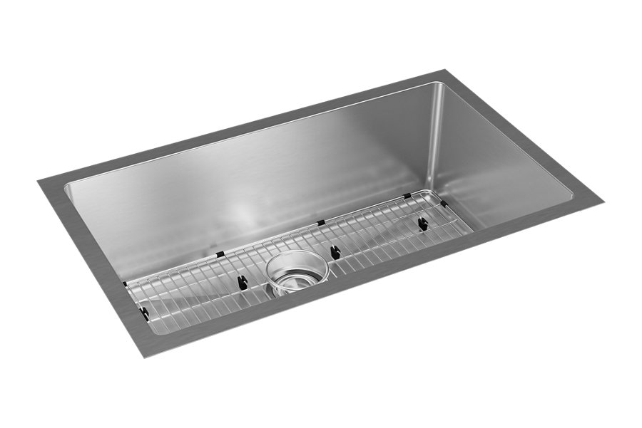 Crosstown® 16 Gauge Stainless Steel 32-1/2" x 18" x 10" Single Bowl Undermount Sink Kit