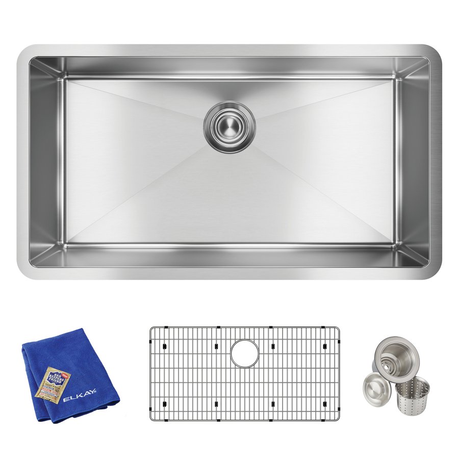 Crosstown® 16 Gauge Stainless Steel 32-1/2" x 18" x 10" Single Bowl Undermount Sink Kit