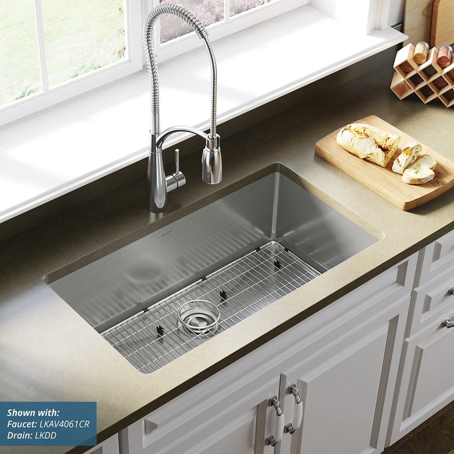 Crosstown® 16 Gauge Stainless Steel 32-1/2" x 18" x 10" Single Bowl Undermount Sink Kit