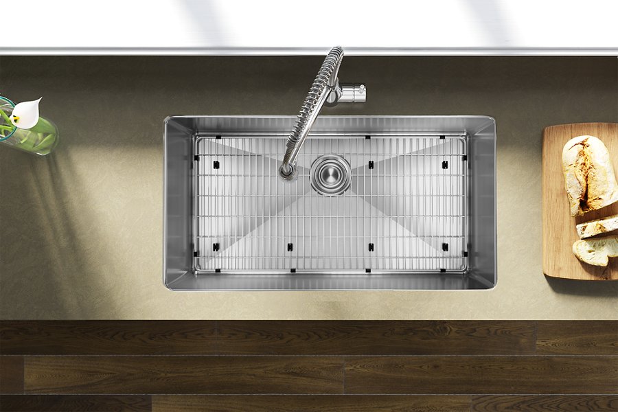 Crosstown® 16 Gauge Stainless Steel 32-1/2" x 18" x 10" Single Bowl Undermount Sink Kit