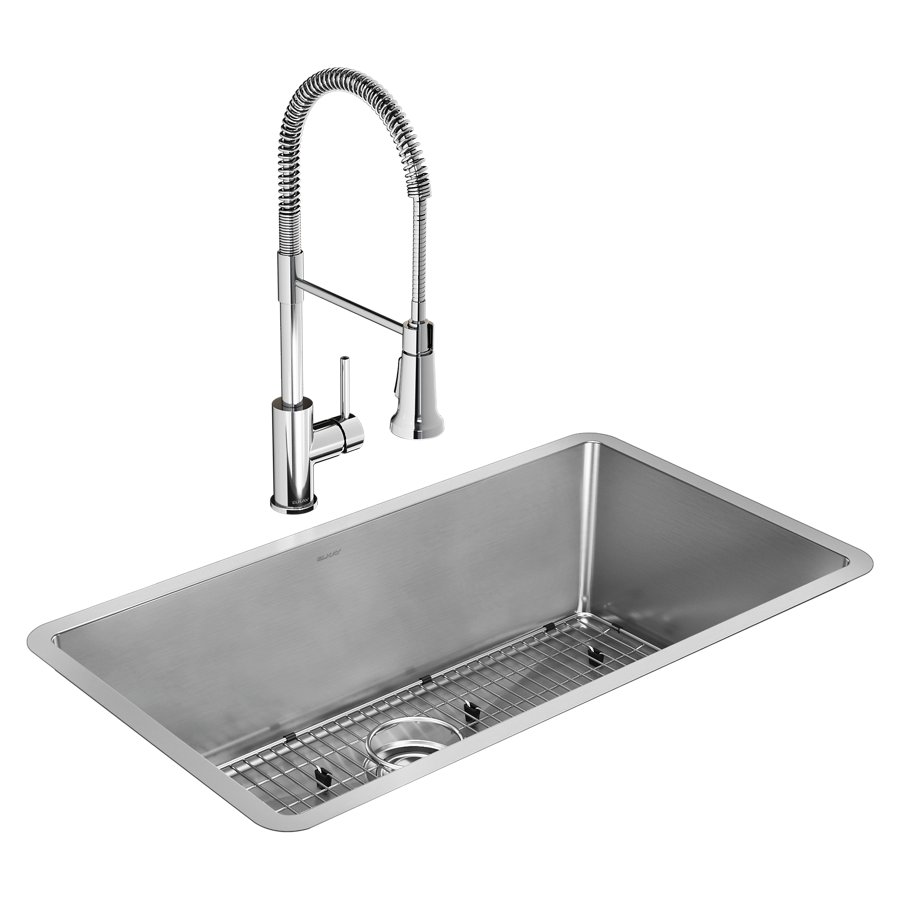 Crosstown® 16 Gauge Stainless Steel 32-1/2" x 18" x 10" Single Bowl Undermount Sink Kit with Faucet