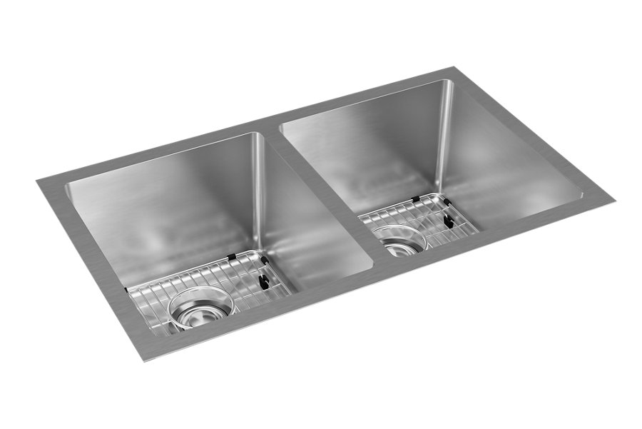 Crosstown® 16 Gauge Stainless Steel 30-3/4" x 18-1/2" x 10" Equal Double Bowl Undermount Sink Kit