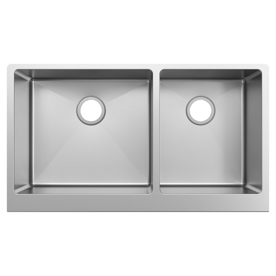 Crosstown® 16 Gauge Stainless Steel 35-7/8" x 20-1/4" x 9" Double Bowl Tall Farmhouse Sink