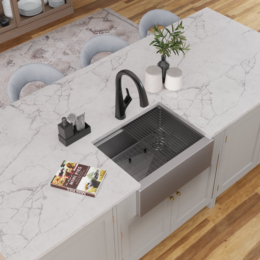 Crosstown® 16 Gauge Workstation Stainless Steel 25-7/8" x 20-1/4" x 9-7/16" Single Bowl Farmhouse Sink Kit