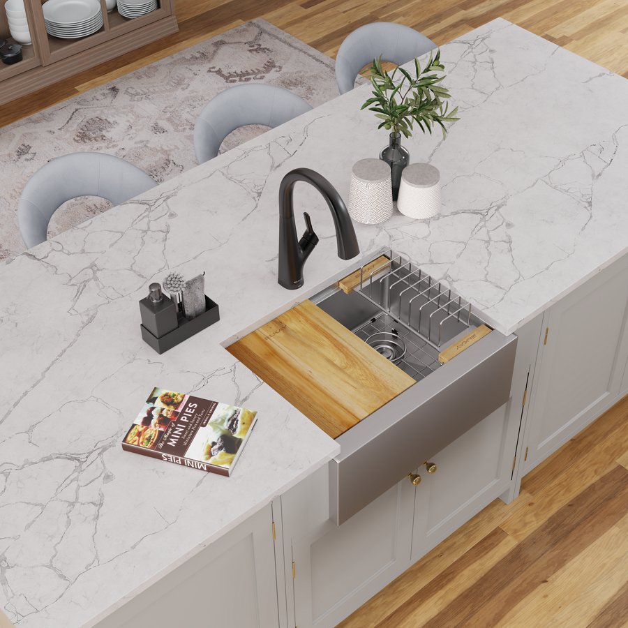 Crosstown® 16 Gauge Workstation Stainless Steel 25-7/8" x 20-1/4" x 9-7/16" Single Bowl Farmhouse Sink Kit