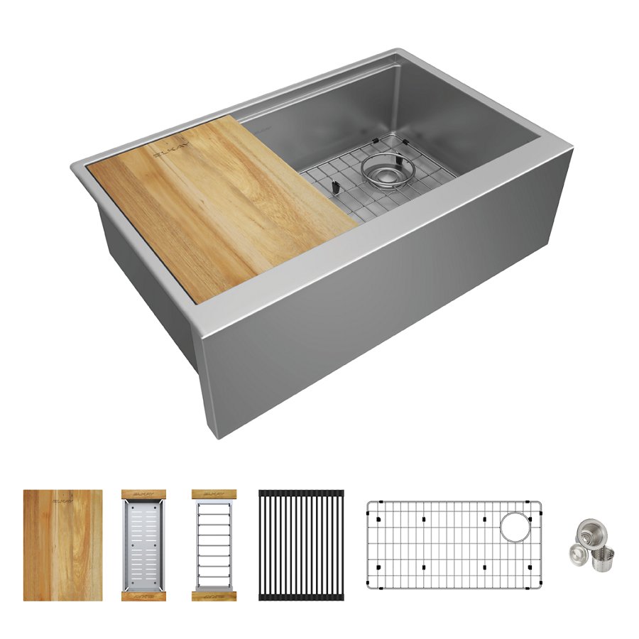 Crosstown® 16 Gauge Workstation Stainless Steel 31-7/8" x 20-1/4" x 9-7/16" Single Bowl Farmhouse Sink Kit