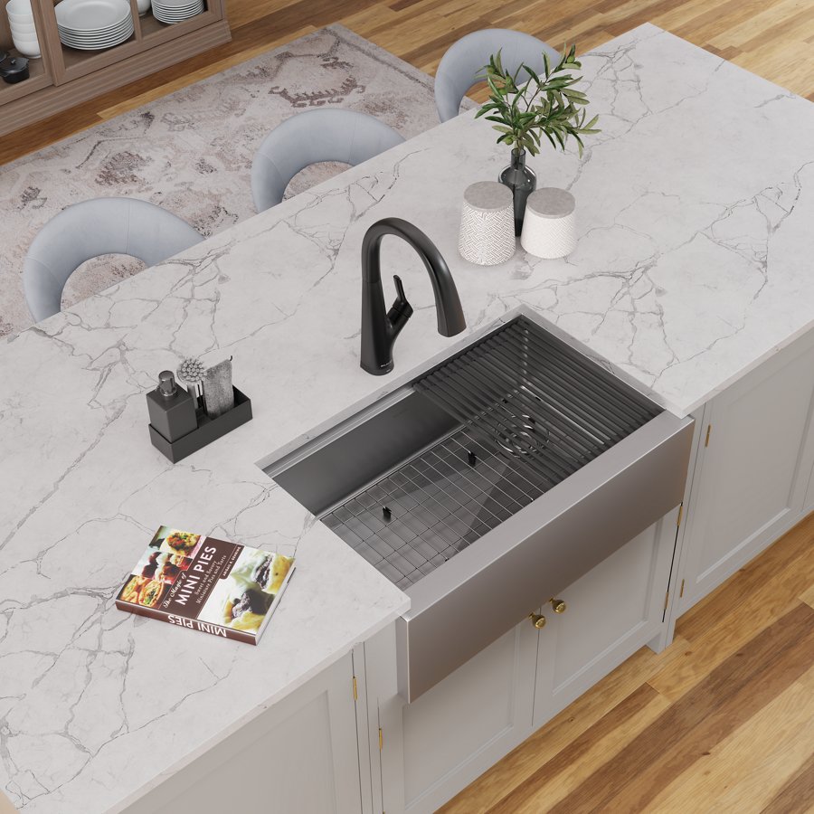 Crosstown® 16 Gauge Workstation Stainless Steel 31-7/8" x 20-1/4" x 9-7/16" Single Bowl Farmhouse Sink Kit