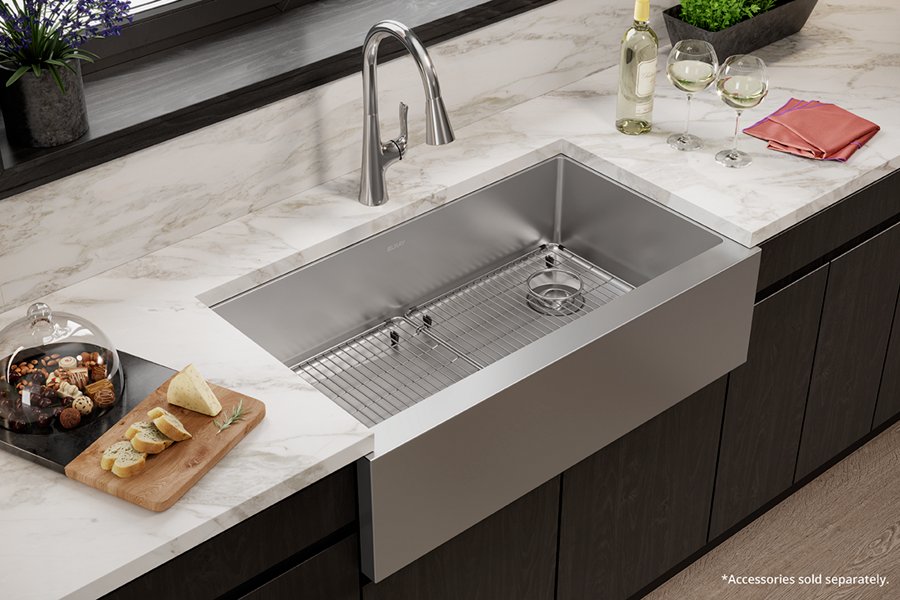 Crosstown® 16 Gauge Stainless Steel 35-7/8" x 20-1/4" x 9" Single Bowl Tall Farmhouse Sink