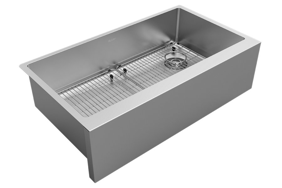 Crosstown® 16 Gauge Stainless Steel 35-7/8" x 20-1/4" x 9" Single Bowl Tall Farmhouse Sink Kit