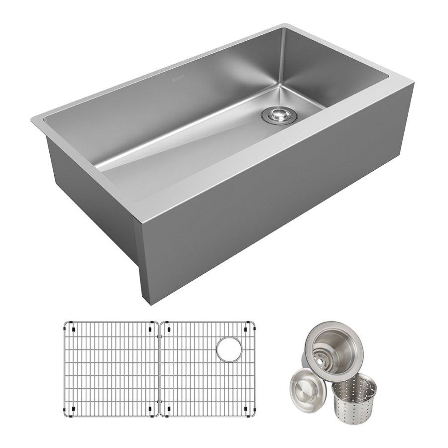 Crosstown® 16 Gauge Stainless Steel 35-7/8" x 20-1/4" x 9" Single Bowl Tall Farmhouse Sink Kit