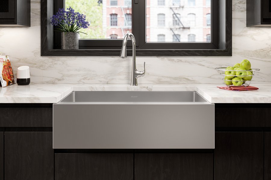 Crosstown® 16 Gauge Stainless Steel 35-7/8" x 20-1/4" x 9" Single Bowl Tall Farmhouse Sink Kit