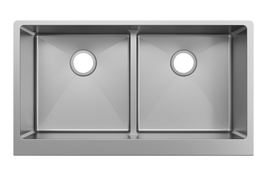Crosstown® 16 Gauge Stainless Steel 35-7/8" x 20-1/4" x 9" Equal Double Bowl Tall Farmhouse Sink with Aqua Divide