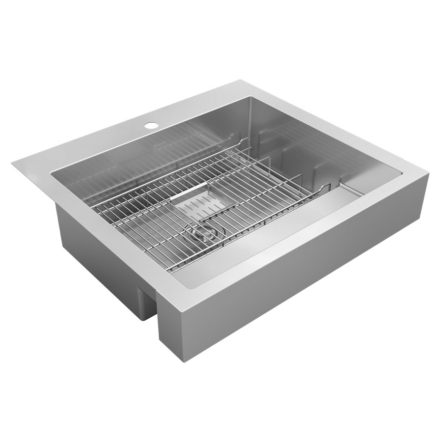 Dart Canyon® Stainless Steel 29-7/8" x 27-1/4" x 9-5/8" 1-Hole Single Bowl Farmhouse Workstation Sink with 4-13/16" Deep Work Shelf