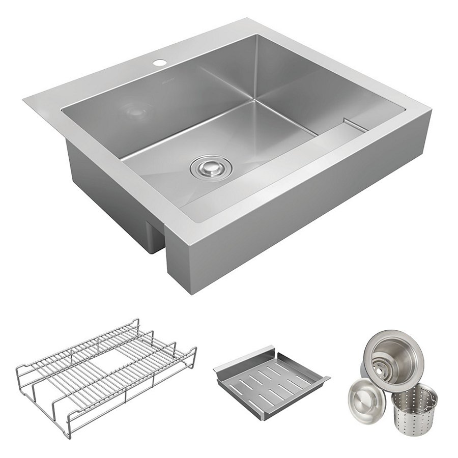 Dart Canyon® Stainless Steel 29-7/8" x 27-1/4" x 9-5/8" 1-Hole Single Bowl Farmhouse Workstation Sink with 4-13/16" Deep Work Shelf