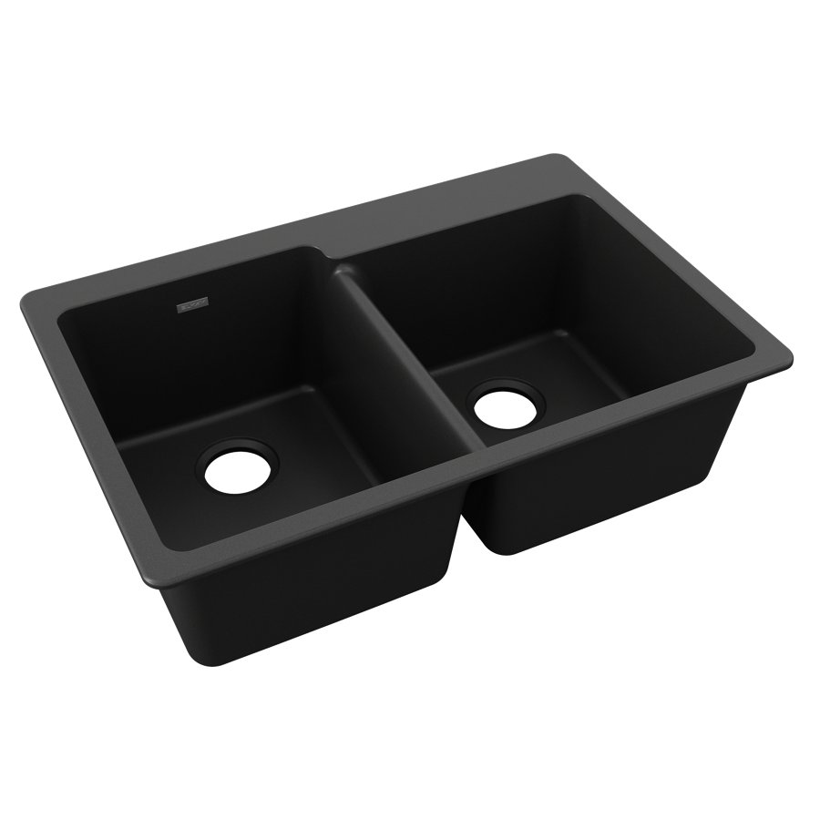 Quartz Classic® 33" x 22" x 9-1/2" Offset Double Bowl Drop-in Sink