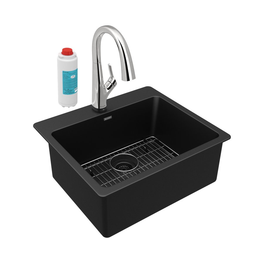 Quartz Classic® 25" x 22" x 9-1/2" Single Bowl Drop-in Sink Kit with Filtered Faucet