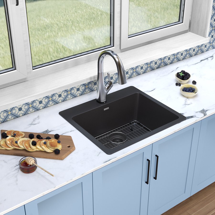 Quartz Classic® 25" x 22" x 9-1/2" Single Bowl Drop-in Sink Kit with Filtered Faucet
