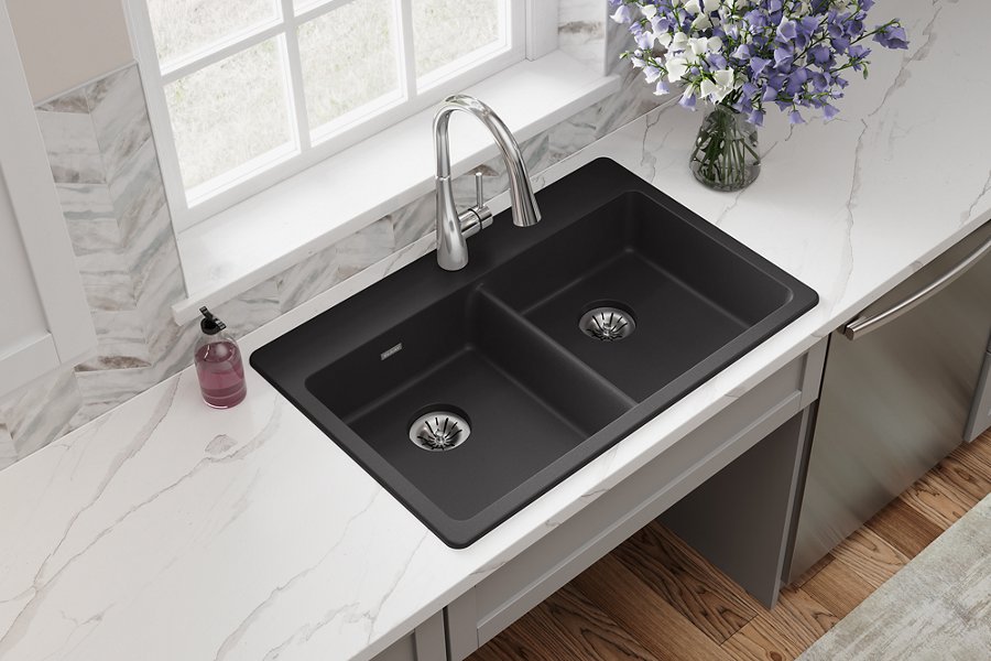 Quartz Classic® 33" x 22" x 5-1/2" Double Bowl Drop-in ADA Sink with Perfect Drain®