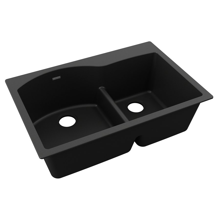 Quartz Classic® 33" x 22" x 10" Offset 60/40 Double Bowl Drop-in Sink with Aqua Divide