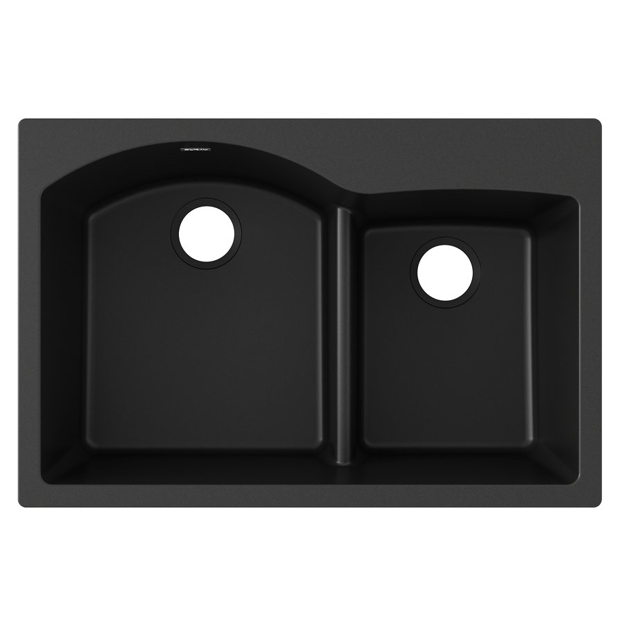 Quartz Classic® 33" x 22" x 10" Offset 60/40 Double Bowl Drop-in Sink with Aqua Divide