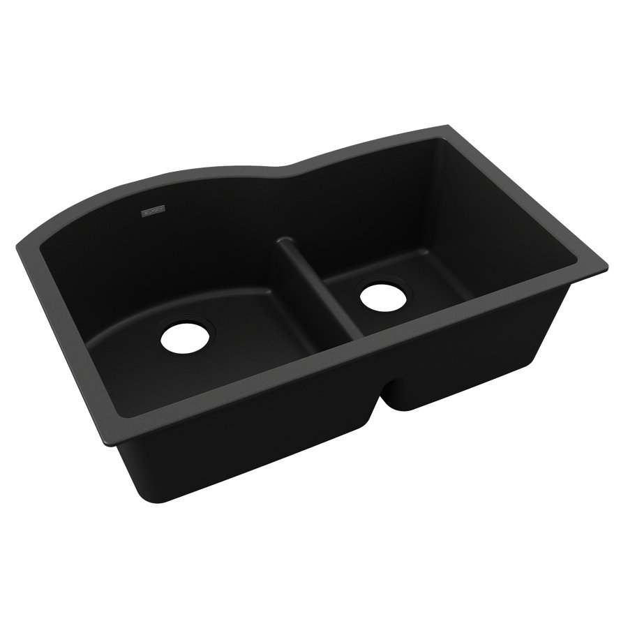 Quartz Classic® 33" x 22" x 10" Offset 60/40 Double Bowl Undermount Sink with Aqua Divide