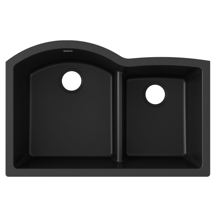 Quartz Classic® 33" x 22" x 10" Offset 60/40 Double Bowl Undermount Sink with Aqua Divide