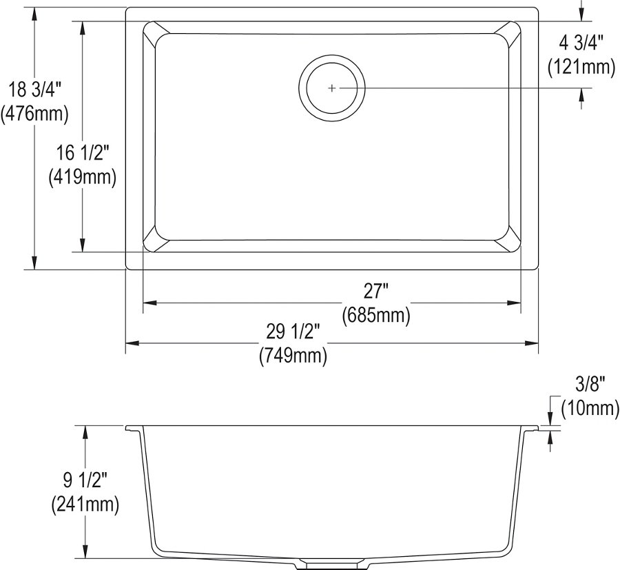 Quartz Classic® 29-1/2" x 18-3/4" x 9-1/2", Single Bowl Undermount Sink