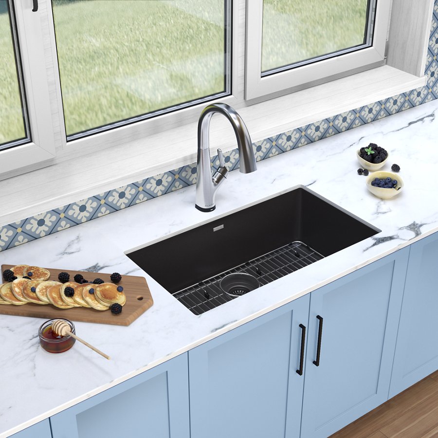 Quartz Classic® 33" x 18-7/16" x 9-7/16" Single Bowl Undermount Sink Kit with Filtered Faucet