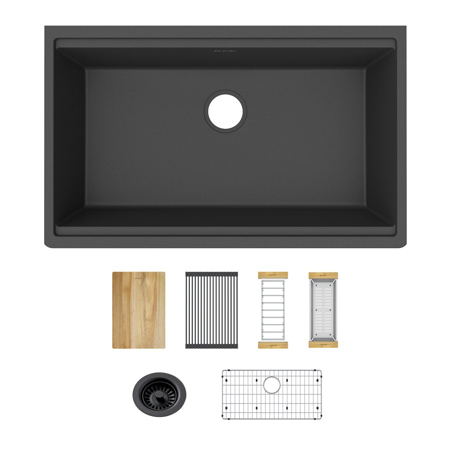 Quartz Classic® 33" x 19-3/8" x 9-1/2" Single Bowl Undermount Workstation Sink Kit