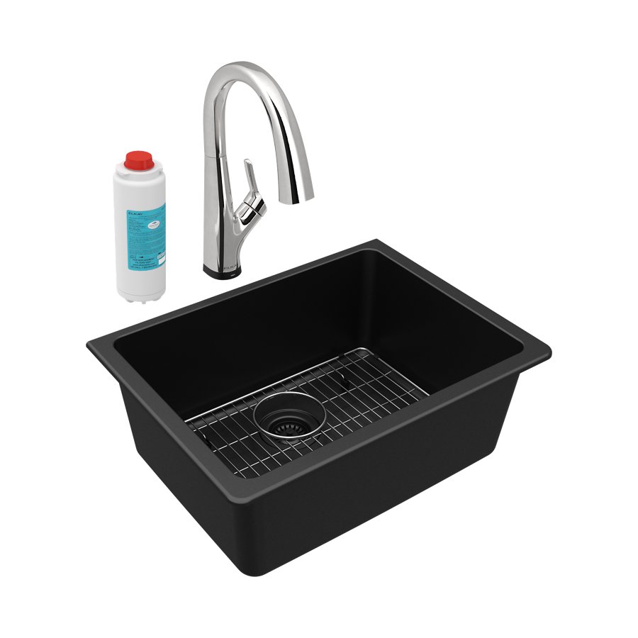 Quartz Classic® 24-5/8" x 18-1/2" x 9-1/2" Single Bowl Undermount Sink Kit with Filtered Faucet