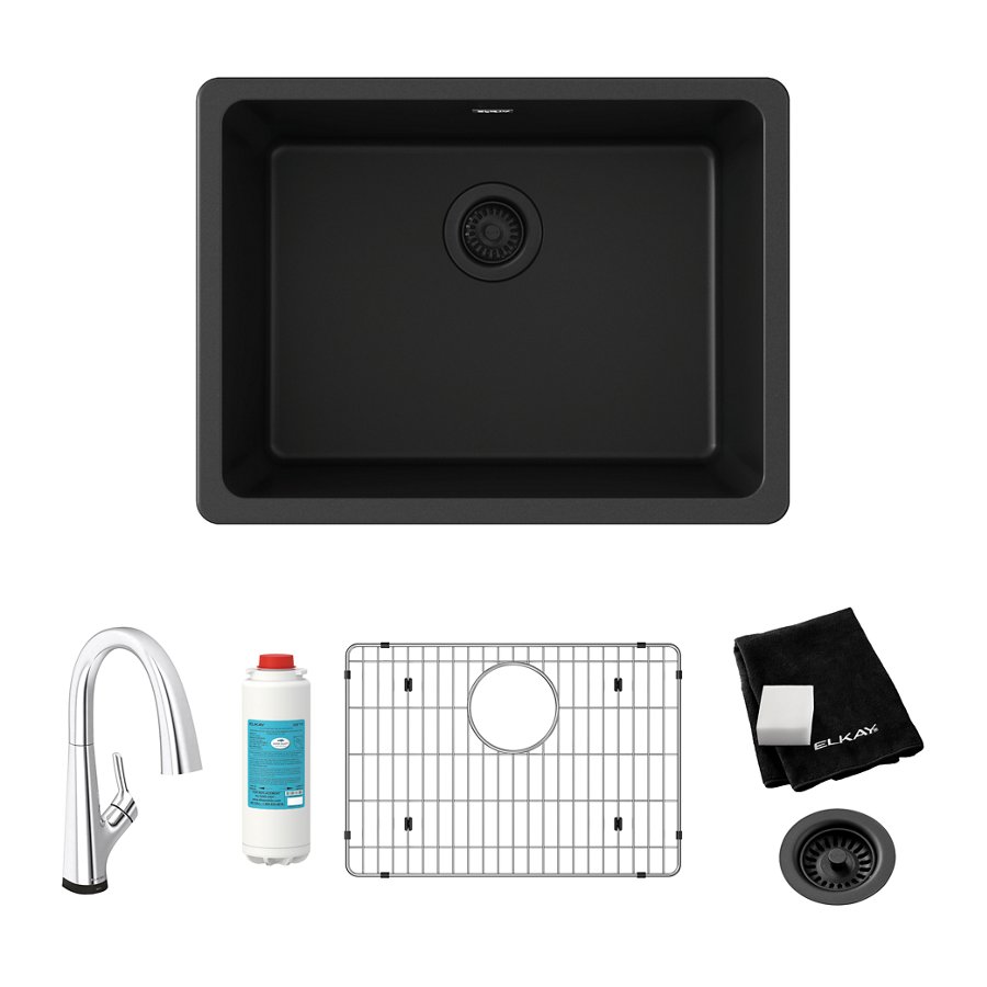 Quartz Classic® 24-5/8" x 18-1/2" x 9-1/2" Single Bowl Undermount Sink Kit with Filtered Faucet