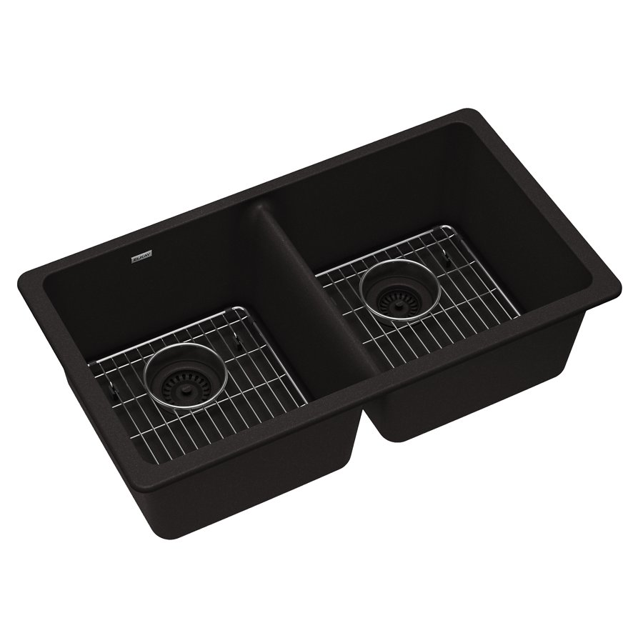 Quartz Classic® 33" x 18-1/2" x 9-1/2" Equal Double Bowl Undermount Sink Kit