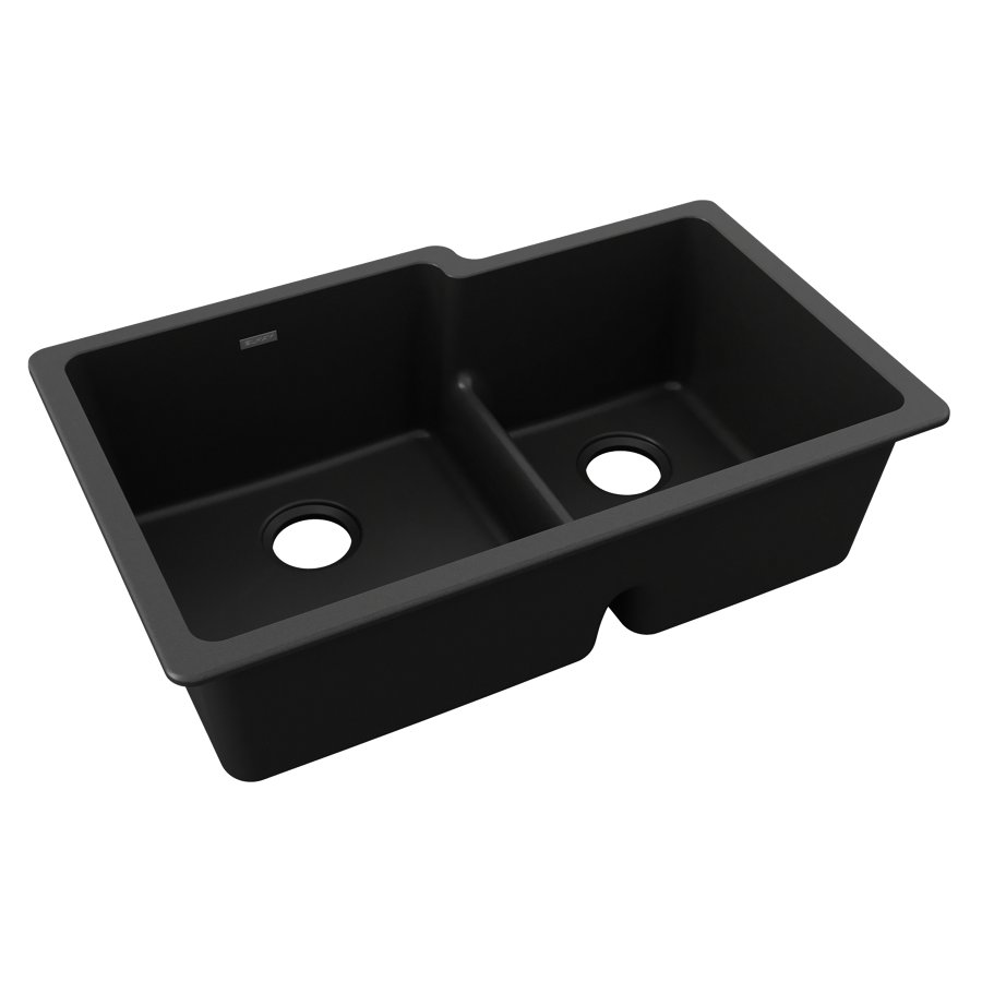 Quartz Classic® 33" x 20-1/2" x 9-1/2" Offset 60/40 Double Bowl Undermount Sink with Aqua Divide