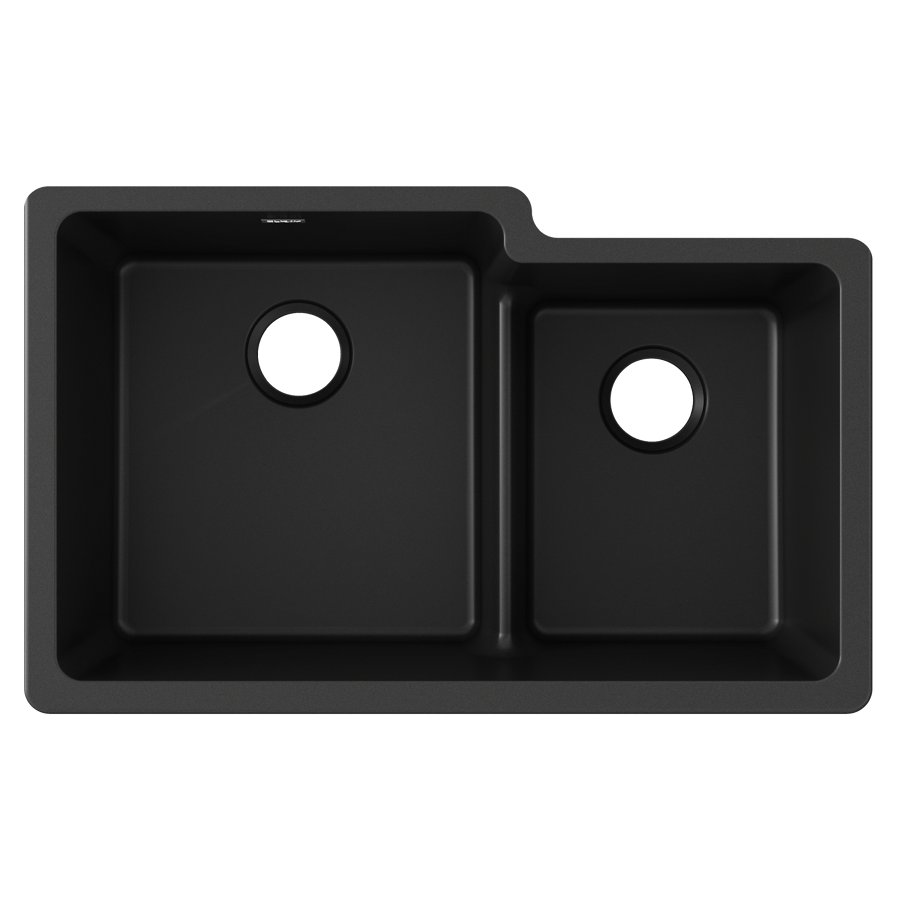 Quartz Classic® 33" x 20-1/2" x 9-1/2" Offset 60/40 Double Bowl Undermount Sink with Aqua Divide